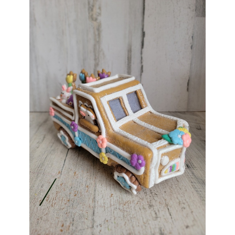 Unique glitter Easter AS IS gingerbread truck bunny rabbit flower egg decor